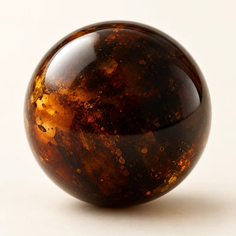 Illustrative Black Amber (Brownish Visible) Burmese amber bead